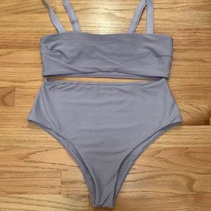 Ribbed purple high waist bikini